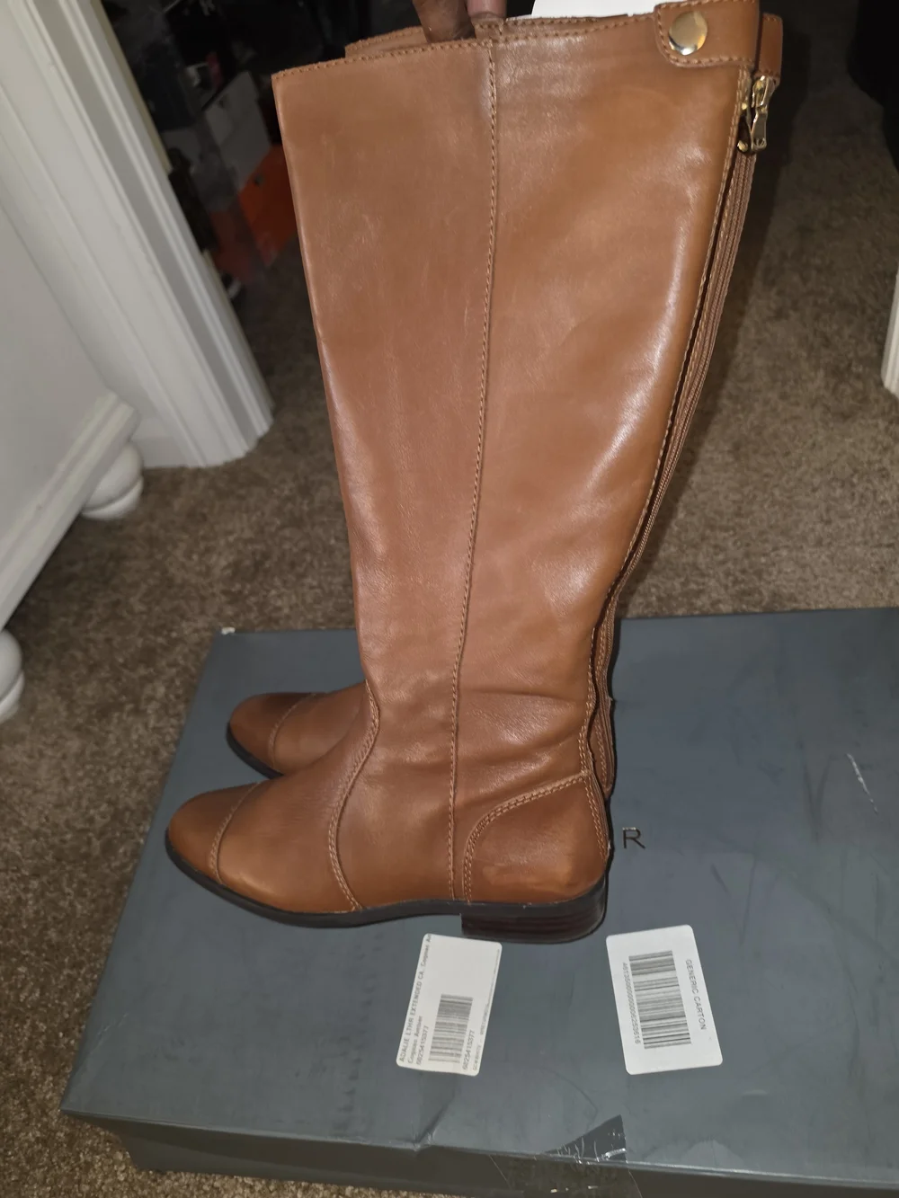 Ann Taylor Women's Tall Zip-Back Riding Boots in Cognac Brown Sz 9